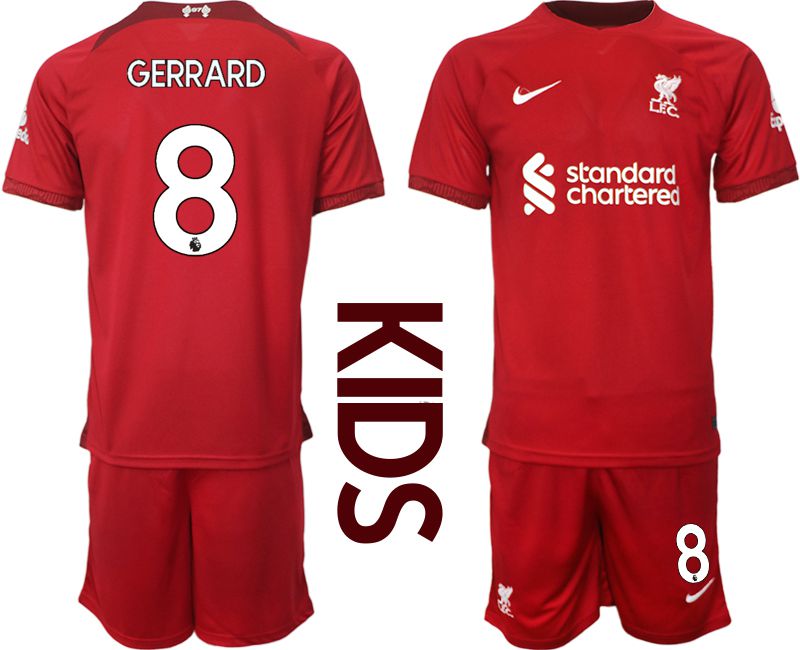 Youth 2022-2023 Club Liverpool home red #8 Soccer Jersey->nfl hats->Sports Caps